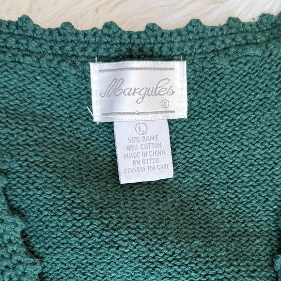 Vintage 90’s Margules Embroidered Green Floral Sweater Vest Large - Picture 3 of 4